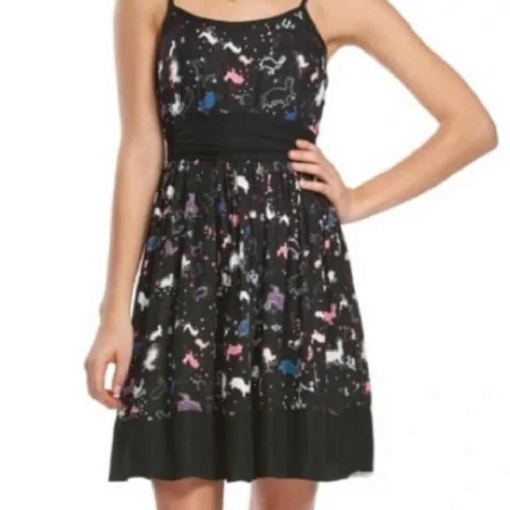 Women's Small Black Mini Psychadelic Bunny Print Dress Erin Featherston x Target